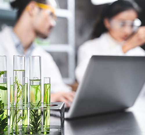RAYN RVS Analytics An image of two scientists at a table with a laptop